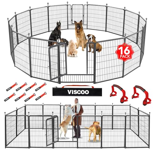 VISCOO Hunde-Laufstall für den Außenbereich, 16 Paneele, 101,6 cm, hochbelastbar, Metall, Haustierzaun für große/mittelgroße/kleine Hunde, mit Türen, faltbarer Metall-Hunde-Laufstall, Übungsstall für VISCOO Hunde-Laufstall für den Außenbereich, 16 Paneele, 101,6 cm, hochbelastbar, Metall, Haustierzaun für große/mittelgroße/kleine Hunde, mit Türen, faltbarer Metall-Hunde-Laufstall, Übungsstall für von VISCOO