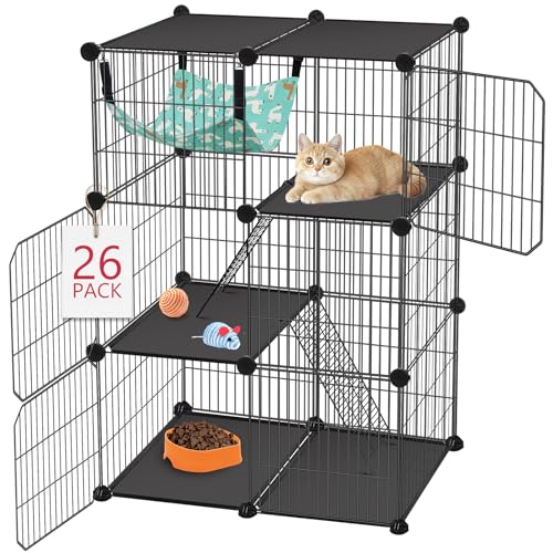 VISCOO Katzenkäfig 3-stöckig DIY Catio Katzengehege Katzenlaufstall Indoor & Outdoor mit Hängematte Abnehmbarer Metalldraht Zwinger Katzen Kiste 2x1x3 Übungsplatz für 1-2 Katzen Kätzchen VISCOO Katzenkäfig 3-stöckig DIY Catio Katzengehege Katzenlaufstall Indoor & Outdoor mit Hängematte Abnehmbarer Metalldraht Zwinger Katzen Kiste 2x1x3 Übungsplatz für 1-2 Katzen Kätzchen von VISCOO