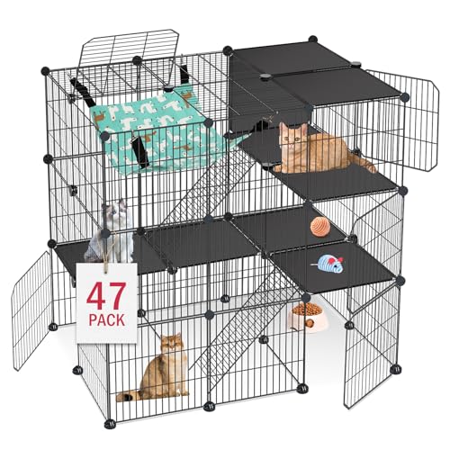 VISCOO Katzenkäfig 3-stöckig DIY Katzengehege Catio, Katzenlaufstall Indoor & Outdoor mit Hängematte, Abnehmbarer Metalldraht Zwinger Katzen Kiste, 2x3x3 Übungsplatz für 1-3 Katzen/Kätzchen VISCOO Katzenkäfig 3-stöckig DIY Katzengehege Catio, Katzenlaufstall Indoor & Outdoor mit Hängematte, Abnehmbarer Metalldraht Zwinger Katzen Kiste, 2x3x3 Übungsplatz für 1-3 Katzen/Kätzchen von VISCOO