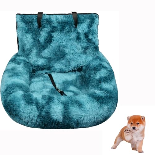 Hundeautositz mit Sicherheitsgurt Autositz Hundebett, pelziger Sicherheitssitz für große und kleine Hunde, Reisebett für Haustiere mit dicken Kissen (Tie-Dye Königsblau, 60×60cm) von VISIOLEX