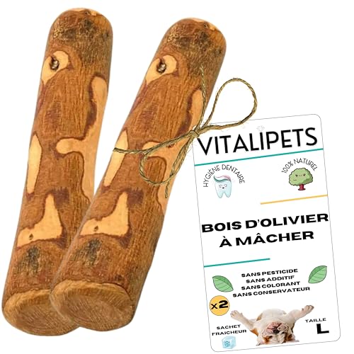 VITALIPETS Olivenholz für Hunde | Optimale Zahnhygiene | Reduziert Stress und Langeweile | 100% natürlich, ultra-stark, langlebig | sicher, frei von schädlichen Bestandteilen (Größe M Hunde von 10 bis von VITALIPETS