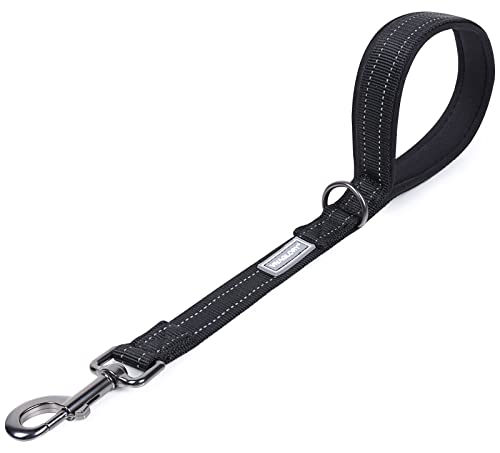 VIVAGLORY Hundeleine Kurz, Kurze Verkehrsleine für Hunde, Kurze Trainingsleine für Mittelgroße und Große Hunde, 46cm Länge 2,5cm Breite, Schwarz von VIVAGLORY