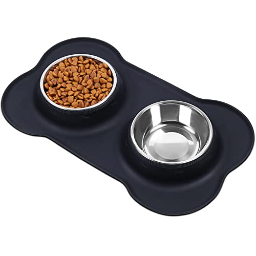 VIVAGLORY Hundenäpfe aus Edelstahl, Wasser- und Futternapf für Haustiere und Katzen, mit auslaufsicherer, rutschfester Silikonmatte, je 355 ml, Schwarz VIVAGLORY Hundenäpfe aus Edelstahl, Wasser- und Futternapf für Haustiere und Katzen, mit auslaufsicherer, rutschfester Silikonmatte, je 355 ml, Schwarz von VIVAGLORY