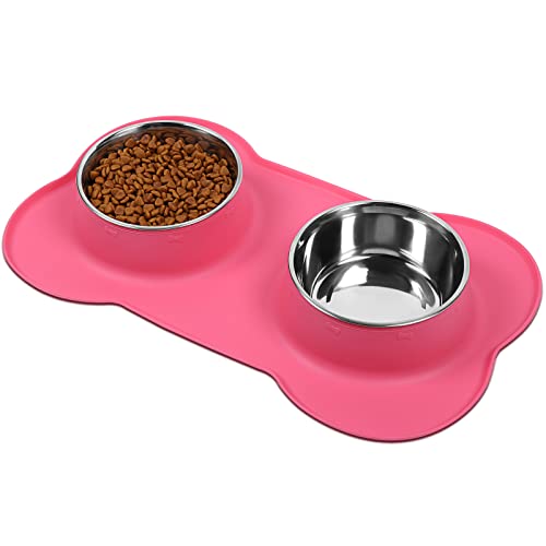 VIVAGLORY 1270ml Hundenapf Fressnapf Lebensmittel Wassernapf Edelstahl Doppel Napf mit Nicht Kleckern Rutschfesten Silikon Tablett Matte, Rosa, Extra groß VIVAGLORY 1270ml Hundenapf Fressnapf Lebensmittel Wassernapf Edelstahl Doppel Napf mit Nicht Kleckern Rutschfesten Silikon Tablett Matte, Rosa, Extra groß von VIVAGLORY