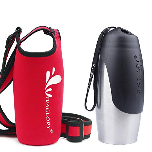 VIVAGLORY 750 ml Edelstahl Trinkflasche für Hunde & Neopren Flaschenträger Kombination, Hundetrinkflasche und Wasserflaschenhalter, Ideal für Wandern, Reisen mit Haustieren VIVAGLORY 750 ml Edelstahl Trinkflasche für Hunde & Neopren Flaschenträger Kombination, Hundetrinkflasche und Wasserflaschenhalter, Ideal für Wandern, Reisen mit Haustieren von VIVAGLORY