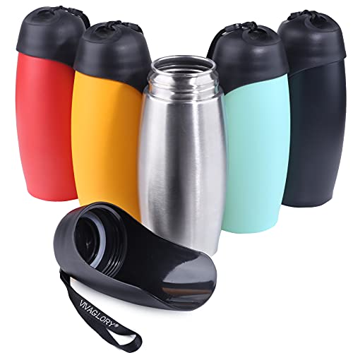 VIVAGLORY Hunde Wasserflasche, Haustier Trinkflasche, 750ml Tragbar & Undichtdicht Edelstahl trinkflasche Hund unterwegs mit Großer Trog für Gehen & Wandern, Edelstahl VIVAGLORY Hunde Wasserflasche, Haustier Trinkflasche, 750ml Tragbar & Undichtdicht Edelstahl trinkflasche Hund unterwegs mit Großer Trog für Gehen & Wandern, Edelstahl von VIVAGLORY