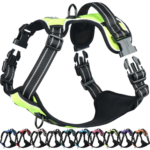 VIVAGLORY Easefit Hundegeschirr, Zugstopp Hundegeschirr Geschirr Hund Mit Griff, Anti Zieh Geschirr Für Hunde Training & Spazieren, Gepolstert & No-Pull Ausbruchsicher für Hunde, S, Leuchtendgelb von VIVAGLORY