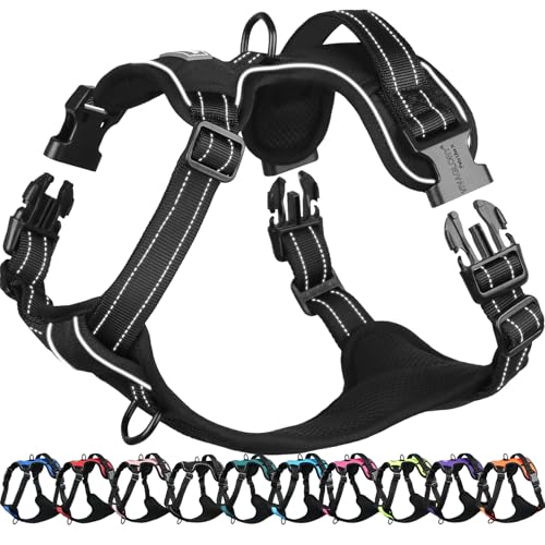 VIVAGLORY Easefit Hundegeschirr, Zugstopp Hundegeschirr Geschirr Hund Mit Griff, Anti Zieh Geschirr Für Hunde Training & Spazieren, Gepolstert & No-Pull Ausbruchsicher für Hunde, XS, Schwarz von VIVAGLORY