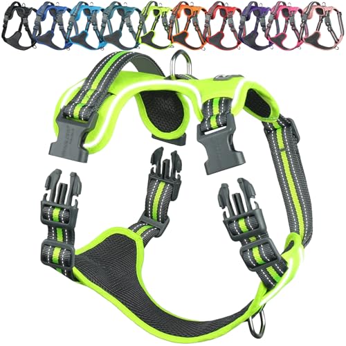 VIVAGLORY Easewalk Hundegeschirr Welpengeschirr für Aktivitäten Training Spazierengehen, Anti Zug Ausbruchsicher Reflektierend Atmungsaktiv Erstickungsfreie Strapazierfähigem Griff, XS, Leuchtendgelb von VIVAGLORY