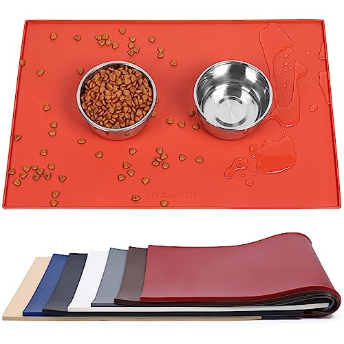 VIVAGLORY Hundefuttermatte, Katzenhund-Fütterungsmatte, Anti-Messy wasserdichte Futterfutter-Nahrungsnahrungs-Pet Schüssel Silikonmatten-Placemat mit erhöhter Kante, Orange, Groß (60x40cm) VIVAGLORY Hundefuttermatte, Katzenhund-Fütterungsmatte, Anti-Messy wasserdichte Futterfutter-Nahrungsnahrungs-Pet Schüssel Silikonmatten-Placemat mit erhöhter Kante, Orange, Groß (60x40cm) von VIVAGLORY