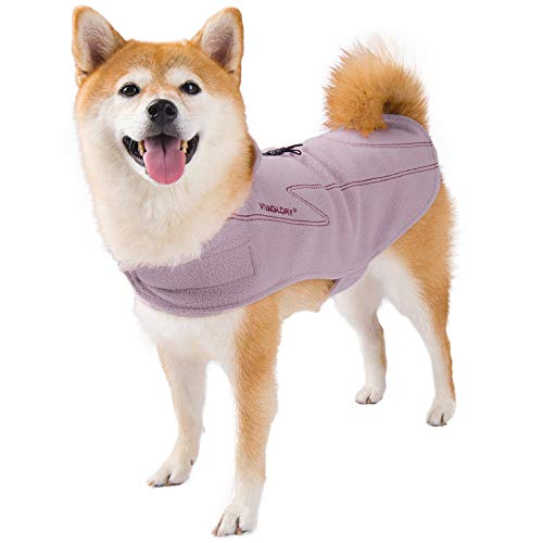 VIVAGLORY Hunde-Fleece-Mantel Warme Jacke mit Klettverschluss, Leicht Anzuziehen und Auszuziehen, Winterweste Pullover für Große Hunde Winddichte Kleidung für Kaltes Wetter, XL, Rosa von VIVAGLORY