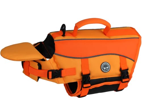 VIVAGLORY Hunde Schwimmweste mit abnehmbarem Frontauftrieb, Rettungsweste mit Reflektierenden Besätzen & Zusätzliche Polsterung zum Schwimmen & Bootfahren Dunkelorange M von VIVAGLORY