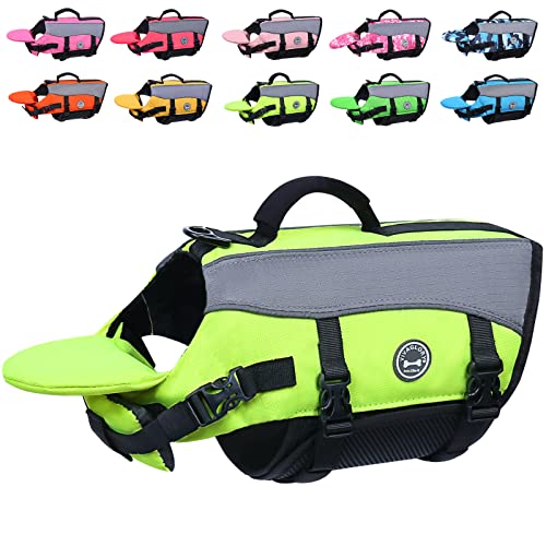 VIVAGLORY Hunde Schwimmweste mit abnehmbarem Frontauftrieb, Rettungsweste mit Reflektierenden Besätzen & Zusätzliche Polsterung zum Schwimmen & Bootfahren Neon-Gelb L von VIVAGLORY