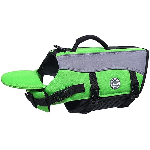 VIVAGLORY Hunde Schwimmweste mit abnehmbarem Frontauftrieb, Rettungsweste mit Reflektierenden Besätzen & Zusätzliche Polsterung zum Schwimmen & Bootfahren Neon-Grün XL von VIVAGLORY