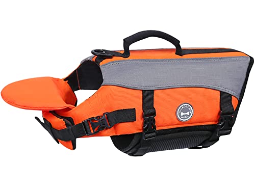 VIVAGLORY Hunde Schwimmweste mit abnehmbarem Frontauftrieb, Rettungsweste mit Reflektierenden Besätzen & Zusätzliche Polsterung zum Schwimmen & Bootfahren Neon-Orange L von VIVAGLORY