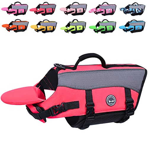 VIVAGLORY Hunde Schwimmweste mit abnehmbarem Frontauftrieb, Rettungsweste mit Reflektierenden Besätzen & Zusätzliche Polsterung zum Schwimmen & Bootfahren Neon-Pink L von VIVAGLORY