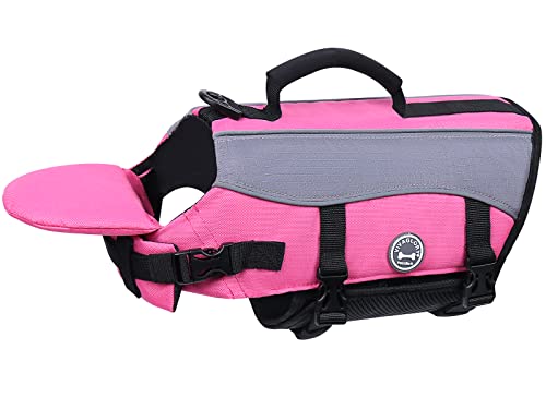 VIVAGLORY Hunde Schwimmweste mit abnehmbarem Frontauftrieb, Rettungsweste mit Reflektierenden Besätzen & Zusätzliche Polsterung zum Schwimmen & Bootfahren Pink L von VIVAGLORY