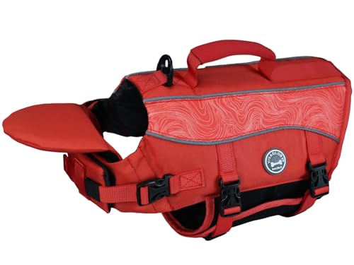 VIVAGLORY Hunde Schwimmweste mit abnehmbarem Frontauftrieb, Rettungsweste mit Reflektierenden Besätzen & Zusätzliche Polsterung zum Schwimmen & Bootfahren Rot M von VIVAGLORY