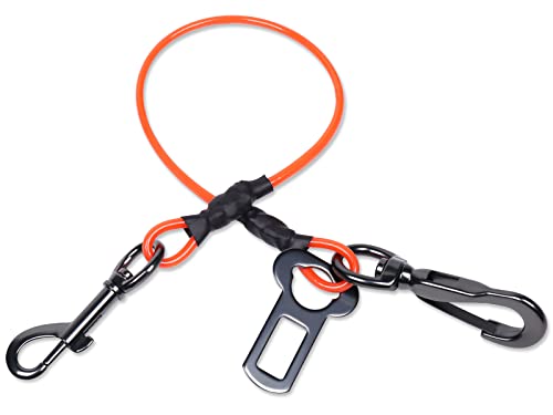 VIVAGLORY Hunde-Sicherheitsgurt, Kausicher, Multifunktional, Wasserdicht, Robustes Stahlseil, Haustier-Auto-Sicherheitsgurt, Rückhaltegeschirr für kleine Hunde, 42 cm, Orange VIVAGLORY Hunde-Sicherheitsgurt, Kausicher, Multifunktional, Wasserdicht, Robustes Stahlseil, Haustier-Auto-Sicherheitsgurt, Rückhaltegeschirr für kleine Hunde, 42 cm, Orange von VIVAGLORY