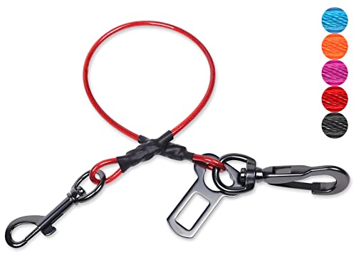 VIVAGLORY Hunde-Sicherheitsgurt, Kausicher, Multifunktional, Wasserdicht, Robustes Stahlseil, Haustier-Auto-Sicherheitsgurt, Rückhaltegeschirr für kleine Hunde, 42 cm, Rot VIVAGLORY Hunde-Sicherheitsgurt, Kausicher, Multifunktional, Wasserdicht, Robustes Stahlseil, Haustier-Auto-Sicherheitsgurt, Rückhaltegeschirr für kleine Hunde, 42 cm, Rot von VIVAGLORY