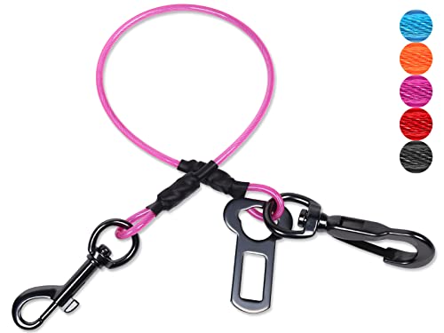 VIVAGLORY Hunde-Sicherheitsgurt, kausicherer, multifunktionaler, wasserdichter Hunde-Sicherheitsgurt, Robustes Stahlseil, Haustier-Auto-Sicherheitsgurt, Rückhaltegeschirr für Hunde, 56 cm, Rosa VIVAGLORY Hunde-Sicherheitsgurt, kausicherer, multifunktionaler, wasserdichter Hunde-Sicherheitsgurt, Robustes Stahlseil, Haustier-Auto-Sicherheitsgurt, Rückhaltegeschirr für Hunde, 56 cm, Rosa von VIVAGLORY