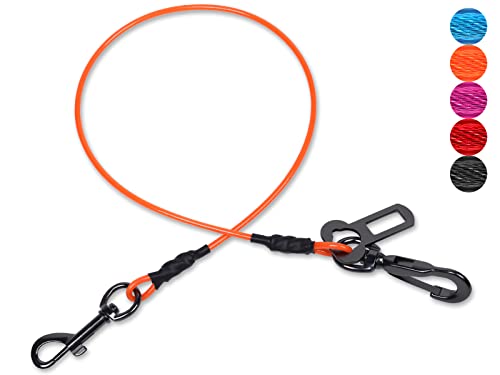 VIVAGLORY Hunde-Sicherheitsgurt, kausicherer, multifunktionaler, Robustes Stahlseil, Haustier-Auto-Sicherheitsgurt, Rückhaltegeschirr für Hunde, 71 cm, Orange VIVAGLORY Hunde-Sicherheitsgurt, kausicherer, multifunktionaler, Robustes Stahlseil, Haustier-Auto-Sicherheitsgurt, Rückhaltegeschirr für Hunde, 71 cm, Orange von VIVAGLORY