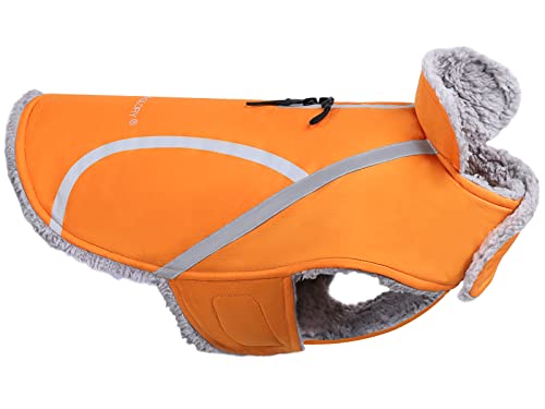 VIVAGLORY Hunde Wintermantel, Schnee- und Winddicht, Wasserabweisend Mit Bauchschutz, Verstellbare Hundejacke Fleece-gefüttert für Kleine Mittlere Große Hunde, Orange VIVAGLORY Hunde Wintermantel, Schnee- und Winddicht, Wasserabweisend Mit Bauchschutz, Verstellbare Hundejacke Fleece-gefüttert für Kleine Mittlere Große Hunde, Orange von VIVAGLORY