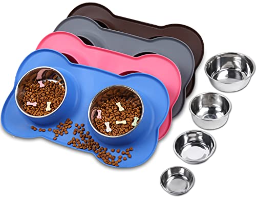 VIVAGLORY Hundenapf Fressnapf Lebensmittel Wassernapf Edelstahl Doppel Napf mit Nicht Kleckern Rutschfesten Silikon Tablett Matte, Blau, 825ml x 2 VIVAGLORY Hundenapf Fressnapf Lebensmittel Wassernapf Edelstahl Doppel Napf mit Nicht Kleckern Rutschfesten Silikon Tablett Matte, Blau, 825ml x 2 von VIVAGLORY