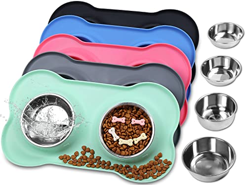 VIVAGLORY Hundenapf Fressnapf Lebensmittel Wassernapf Edelstahl Doppel Napf mit Nicht Kleckern Rutschfesten Silikon Tablett Matte, Minzgrün, Klein VIVAGLORY Hundenapf Fressnapf Lebensmittel Wassernapf Edelstahl Doppel Napf mit Nicht Kleckern Rutschfesten Silikon Tablett Matte, Minzgrün, Klein von VIVAGLORY