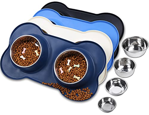 VIVAGLORY 1270ml Hundenapf Fressnapf Lebensmittel Wassernapf Edelstahl Doppel Napf mit Nicht Kleckern Rutschfesten Silikon Tablett Matte, Navy Blau, Extra groß VIVAGLORY 1270ml Hundenapf Fressnapf Lebensmittel Wassernapf Edelstahl Doppel Napf mit Nicht Kleckern Rutschfesten Silikon Tablett Matte, Navy Blau, Extra groß von VIVAGLORY