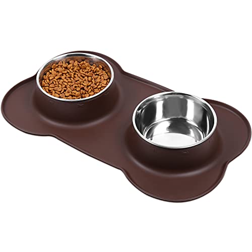 VIVAGLORY Hundenapf Fressnapf Lebensmittel Wassernapf Edelstahl Doppel Napf mit Nicht Kleckern Rutschfesten Silikon Tablett Matte, Schokolade, Extra groß VIVAGLORY Hundenapf Fressnapf Lebensmittel Wassernapf Edelstahl Doppel Napf mit Nicht Kleckern Rutschfesten Silikon Tablett Matte, Schokolade, Extra groß von VIVAGLORY