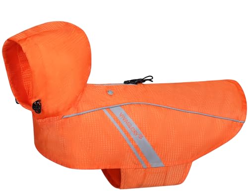 VIVAGLORY Hunderegenmantel für kleine Hunde, einfach an- und ausziehbare Regenbekleidung, reflektierende leichte atmungsaktive Hundesicherheitswesten für Abenteuer, Spaziergänge, Jagd, Orange VIVAGLORY Hunderegenmantel für kleine Hunde, einfach an- und ausziehbare Regenbekleidung, reflektierende leichte atmungsaktive Hundesicherheitswesten für Abenteuer, Spaziergänge, Jagd, Orange von VIVAGLORY