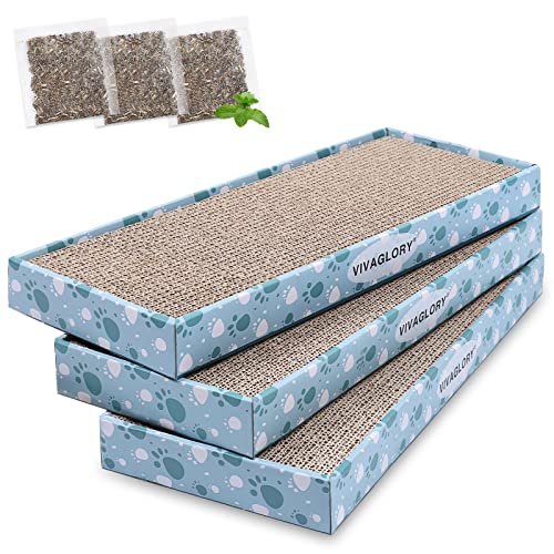 VIVAGLORY Katzenkratzer, Kratzpads mit Box, Umkehrbares Katzenkratzbrett, Kratzmatten für Hauskatzen, Karton-Katzenkratzer, Inklusive Katzenminze, 3er Packung, Regulär VIVAGLORY Katzenkratzer, Kratzpads mit Box, Umkehrbares Katzenkratzbrett, Kratzmatten für Hauskatzen, Karton-Katzenkratzer, Inklusive Katzenminze, 3er Packung, Regulär von VIVAGLORY