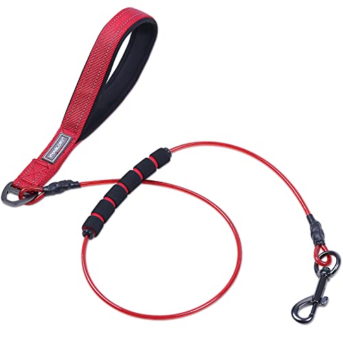 VIVAGLORY Kausicher Trainingsleine, Wasserdicht Nicht kaubar Hundeleine Kette aus Metall, Weichschaum Reflektierend Gepolsterter Griff, Edelstahl Drahtseil Leine für Kleine Mittel Große Hunde, 120CM VIVAGLORY Kausicher Trainingsleine, Wasserdicht Nicht kaubar Hundeleine Kette aus Metall, Weichschaum Reflektierend Gepolsterter Griff, Edelstahl Drahtseil Leine für Kleine Mittel Große Hunde, 120CM von VIVAGLORY
