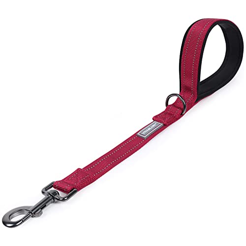 VIVAGLORY Hundeleine Kurz, Kurze Verkehrsleine für Hunde, Kurze Trainingsleine für Mittelgroße und Große Hunde, 46 cm Länge 2,5 cm Breite, Rot von VIVAGLORY