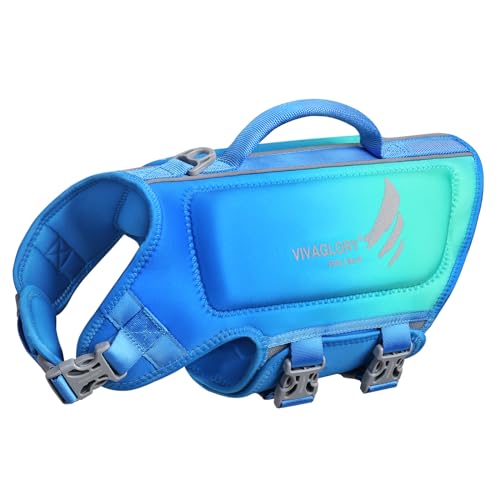 VIVAGLORY Leichte Rettungsweste für Hunde, Haustiere Lebensretter Hautfreundliche Neopren für Kleine Hunde Hundeschwimmwesten mit D-Ring & Schnellverschluss, Türkis von VIVAGLORY