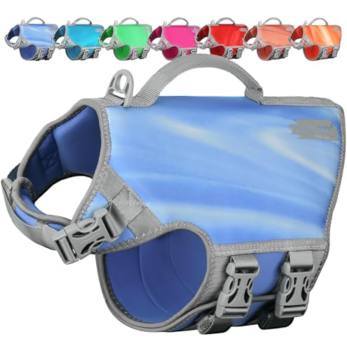 VIVAGLORY Neopren Schwimmweste Hund Hundeschwimmweste Für Wassersport Schwimmen & Hunter, Leichte Sicher Langlebig Einstellbar auftrieb Lebensretter Mit Rettungsgrif, M, Blaue Welle VIVAGLORY Neopren Schwimmweste Hund Hundeschwimmweste Für Wassersport Schwimmen & Hunter, Leichte Sicher Langlebig Einstellbar auftrieb Lebensretter Mit Rettungsgrif, M, Blaue Welle von VIVAGLORY