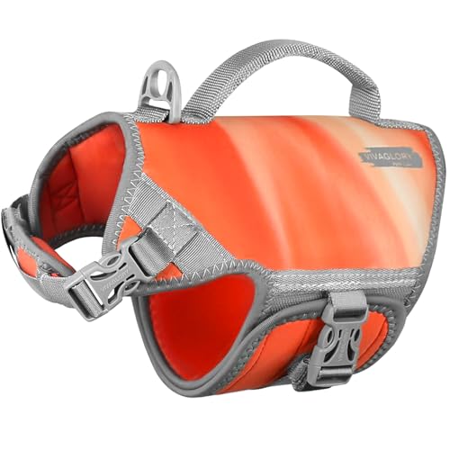 VIVAGLORY Neopren Schwimmweste Hund Rettungsweste Hund Für Wassersport Schwimmen & Hunter, Leichte Sicher Langlebig Einstellbar Auftrieb Lebensretter Mit Rettungsgrif, XS, Orange Sonnenuntergang VIVAGLORY Neopren Schwimmweste Hund Rettungsweste Hund Für Wassersport Schwimmen & Hunter, Leichte Sicher Langlebig Einstellbar Auftrieb Lebensretter Mit Rettungsgrif, XS, Orange Sonnenuntergang von VIVAGLORY