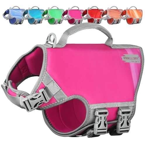 VIVAGLORY Neopren Schwimmweste Hund Rettungswesten Für Hunde Für Wassersport Schwimmen & Hunter, Leichte Sicher Langlebig Einstellbar Auftrieb Lebensretter Mit Rettungsgrif, S, Himbeer Pink VIVAGLORY Neopren Schwimmweste Hund Rettungswesten Für Hunde Für Wassersport Schwimmen & Hunter, Leichte Sicher Langlebig Einstellbar Auftrieb Lebensretter Mit Rettungsgrif, S, Himbeer Pink von VIVAGLORY
