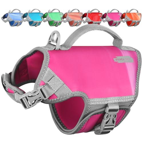 VIVAGLORY Neopren Schwimmweste Hund Rettungswesten Für Hunde Für Wassersport Schwimmen & Hunter, Leichte Sicher Langlebig Einstellbar Auftrieb Lebensretter Mit Rettungsgrif, XS, Himbeer Pink VIVAGLORY Neopren Schwimmweste Hund Rettungswesten Für Hunde Für Wassersport Schwimmen & Hunter, Leichte Sicher Langlebig Einstellbar Auftrieb Lebensretter Mit Rettungsgrif, XS, Himbeer Pink von VIVAGLORY