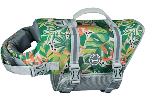 VIVAGLORY Rip Stop Schwimmweste Hund, Hundeschwimmweste, Schwimmhilfe & Auftrieb, Rettungsweste Hund für Bootfahren, S, Grün von VIVAGLORY