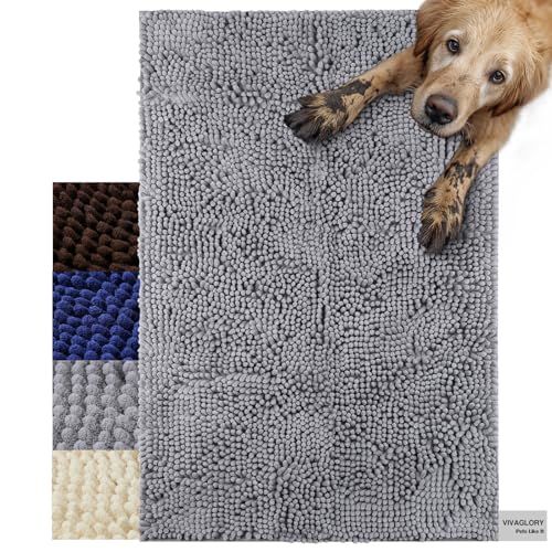 VIVAGLORY Schmutzfangmatte Hund Absorpmax Cleany Mat Hund, Hundeteppich Schmutzmatte Fußmatte, Waschbar Wasserdicht rutschfest Schlammige Saugfähige Chenille Fußmatte, 80cm × 50cm, Grau VIVAGLORY Schmutzfangmatte Hund Absorpmax Cleany Mat Hund, Hundeteppich Schmutzmatte Fußmatte, Waschbar Wasserdicht rutschfest Schlammige Saugfähige Chenille Fußmatte, 80cm × 50cm, Grau von VIVAGLORY