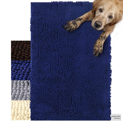 VIVAGLORY Schmutzfangmatte Hund Absorpmax Cleany Mat Hund, Hundeteppich Schmutzmatte Fußmatte, Waschbar Wasserdicht rutschfest Schlammige Saugfähige Chenille Fußmatte, 80cm × 50cm, Marineblau VIVAGLORY Schmutzfangmatte Hund Absorpmax Cleany Mat Hund, Hundeteppich Schmutzmatte Fußmatte, Waschbar Wasserdicht rutschfest Schlammige Saugfähige Chenille Fußmatte, 80cm × 50cm, Marineblau von VIVAGLORY