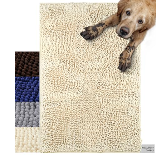 VIVAGLORY Schmutzfangmatte Hund Absorpmax Cleany Mat Hund, Hundeteppich Schmutzmatte Fußmatte, Waschbar Wasserdicht rutschfest Schlammige Saugfähige Chenille Fußmatte, 90cm × 64cm, Beige VIVAGLORY Schmutzfangmatte Hund Absorpmax Cleany Mat Hund, Hundeteppich Schmutzmatte Fußmatte, Waschbar Wasserdicht rutschfest Schlammige Saugfähige Chenille Fußmatte, 90cm × 64cm, Beige von VIVAGLORY
