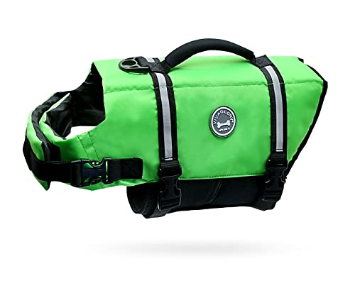 VIVAGLORY Rip Stop Schwimmweste Hund, Hundeschwimmweste, Schwimmhilfe & Auftrieb, Rettungsweste Hund für Bootfahren, XXS, Neon-Grün VIVAGLORY Rip Stop Schwimmweste Hund, Hundeschwimmweste, Schwimmhilfe & Auftrieb, Rettungsweste Hund für Bootfahren, XXS, Neon-Grün von VIVAGLORY