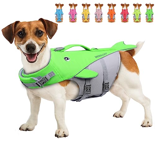 VIVAGLORY Hundeschwimmweste für Kleine & Mittelgroße Hunde, Einfach An-und Auszuziehen Sportliche Hundeschwimmweste mit verstellbaren Nylongurten, Neon-Grün von VIVAGLORY