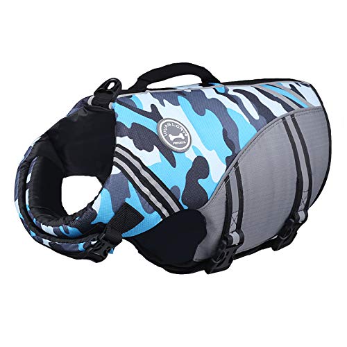 VIVAGLORY Sportstil Schwimmweste für Hunde mit Hervorragendem Auftrieb, Einstellbar & Langlebig Schwimmweste mit Sicherem Befestigungssystem für Kleine Hunde, Camo Blau VIVAGLORY Sportstil Schwimmweste für Hunde mit Hervorragendem Auftrieb, Einstellbar & Langlebig Schwimmweste mit Sicherem Befestigungssystem für Kleine Hunde, Camo Blau von VIVAGLORY