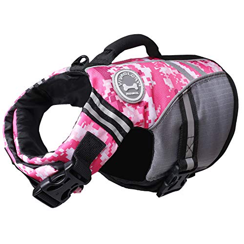 VIVAGLORY Sportstil Schwimmweste für Hunde mit Hervorragendem Auftrieb, Einstellbar & Langlebig Schwimmweste mit Sicherem Befestigungssystem für Kleine Hunde, Camo Rosa VIVAGLORY Sportstil Schwimmweste für Hunde mit Hervorragendem Auftrieb, Einstellbar & Langlebig Schwimmweste mit Sicherem Befestigungssystem für Kleine Hunde, Camo Rosa von VIVAGLORY