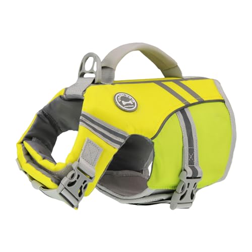 VIVAGLORY Sportstil Schwimmweste für Hunde mit Hervorragendem Auftrieb, Einstellbar & Langlebig Schwimmweste mit Sicherem Befestigungssystem für Kleine Hunde, Gelbgrau von VIVAGLORY
