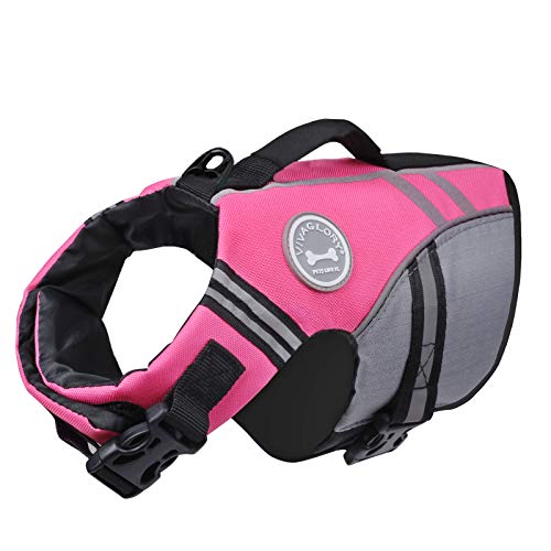 VIVAGLORY Sportstil Schwimmweste für Hunde mit Hervorragendem Auftrieb, Einstellbar & Langlebig Schwimmweste mit Sicherem Befestigungssystem für Kleine Hunde, Rosa von VIVAGLORY